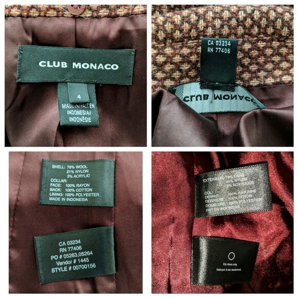 Club Monaco Wool Blend Blazer/Jacket - Sz 4 - EUC - Picture 8 of 8